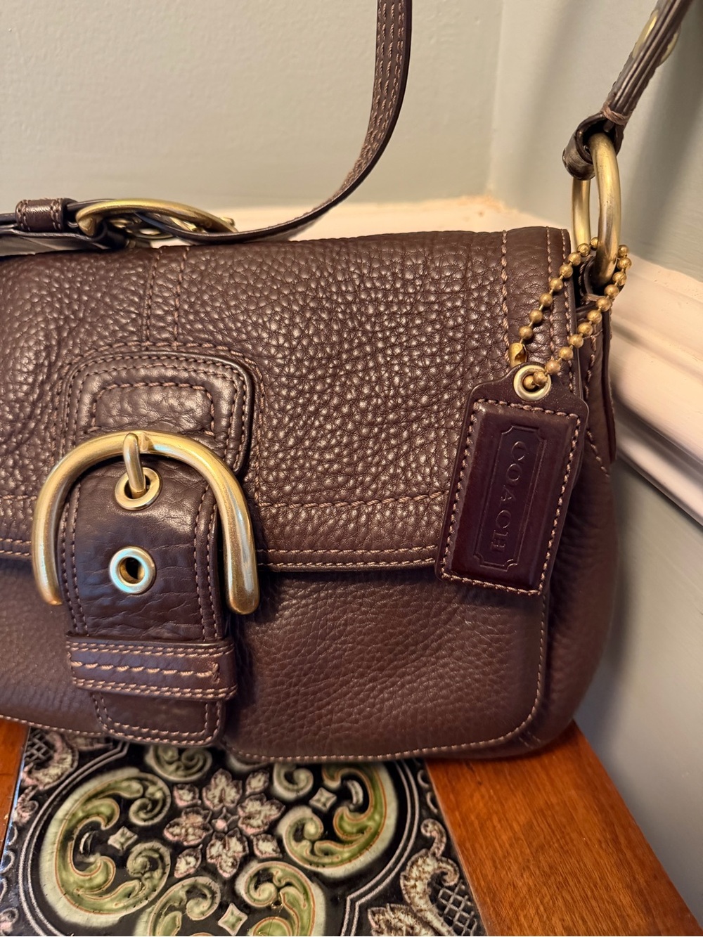 Coach Dark Brown Soho Buckle Flap Shoulder Bag
